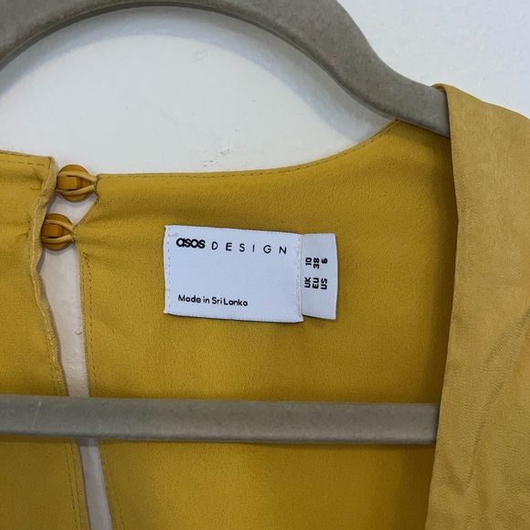 ASOS Design tie front satin midi dress with flare sleeves size 6 - Picture 4 of 5